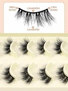 MAGEFY 10 Pairs/20 Pairs Semi-Permanent Natural Thick False Eyelashes, Curled And Lengthened, Suitable For Parties, Cartoon Styles, Travel Essential, Extended Eyelash Corners, False Eyelash Strips, Eyelashes - Black - View 11