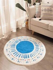 1 pieza Alfombra redonda de imitación de lana inspirada en la dopamina, de color azul claro, suave y cómoda para la sala de estar, el dormitorio, el estudio, el vestidor, adecuada para varios tamaños - Multicolor - Ver 18