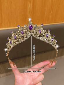 1个金色皇冠，时尚优雅的皇冠头箍，适合生日和表演场合 - 金色 - 查看 7