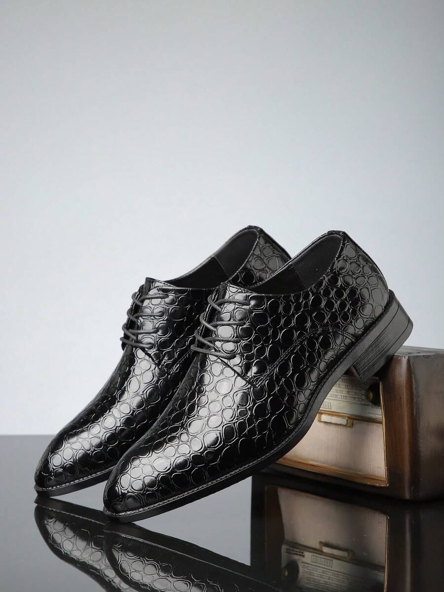 正式商务软底尖头英伦风婚礼新郎休闲皮鞋 - 黑色 - 查看 1