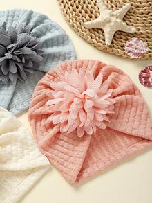 3件套多色可爱针织婴儿帽，花卉图案，精美礼品及拍照道具，四季皆宜 - 彩色 - 查看 5