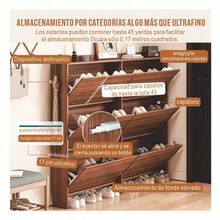 Zapatera Organizador Zapatos De Madera - Adecuado Para Pasillos Entradas - Marrón - Ver 3