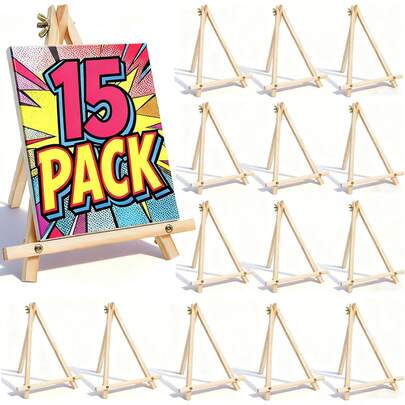 6 Pack 9 Inch Wood Easels, Tabletop Painting Easel Stand For Canvas, Photo & Sign Display - Portable Tripod Art & Craft Easels For  And Adults