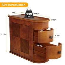 Tribesigns End Table With 2 Drawers, Narrow Side Table With Closed Back, No Assembly Accent Table For Sofa Or Bedside, Vintage Wood Nightstand For Living Room Bedroom, Brown - màu nâu - Xem 9
