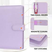 A5 Binder 6 Ring Personal Organizer Planner Binder Cover Makaron Purple Portfolio Folder For Women With Macaron Colors,6 Ring A5 Binder - 馬卡龍紫色 - 查看 7