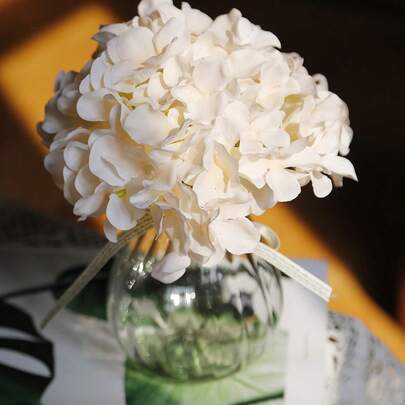 24pcs Champagne Artificial Hydrangea Flowers, Fake Hydrangea Flowers With Stems, Realistic Touch, Suitable For DIY Decoration, Vase Filler, Baby Shower, Home Indoor Living Room Kitchen Bedroom Decor, Wedding Party Table Centerpiece, Office Desk Decor, Outdoor Farmhouse Yard Garden Decoration