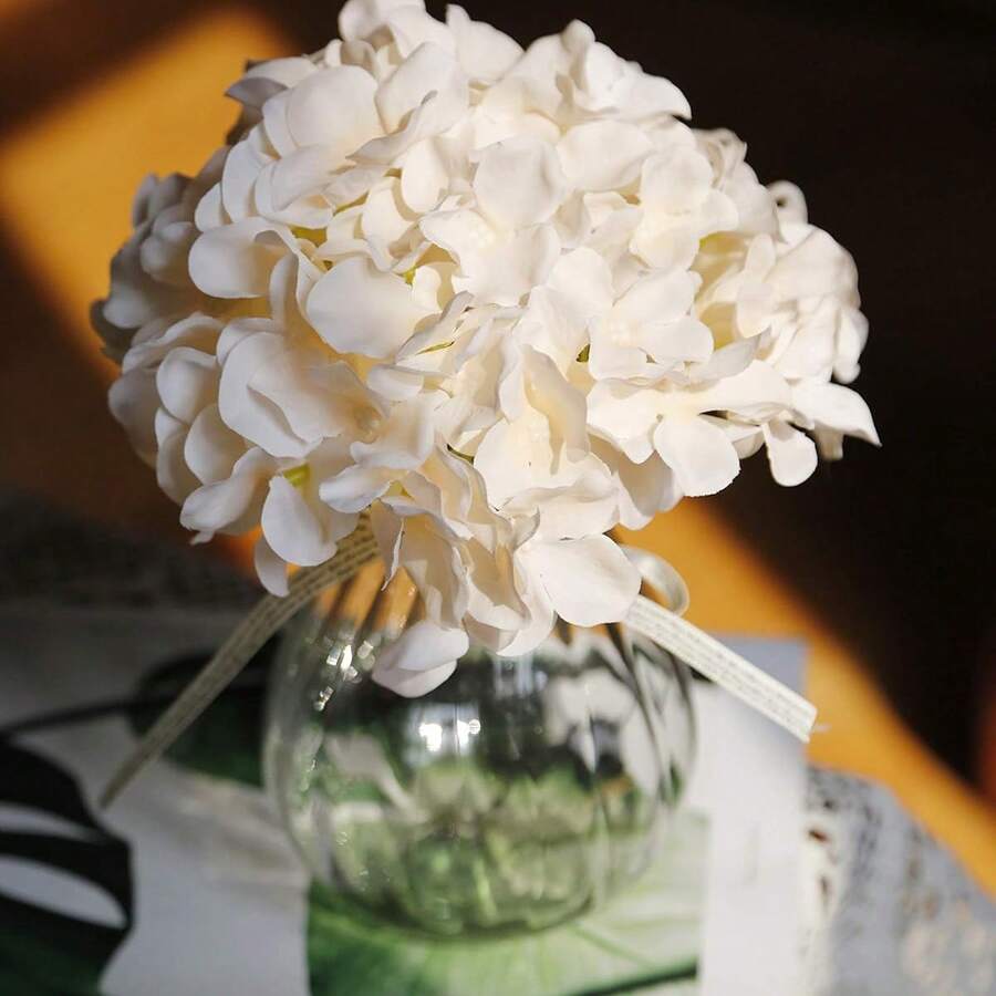 24pcs Champagne Artificial Hydrangea Flowers, Fake Hydrangea Flowers With Stems, Realistic Touch, Suitable For DIY Decoration, Vase Filler, Baby Shower, Home Indoor Living Room Kitchen Bedroom Decor, Wedding Party Table Centerpiece, Office Desk Decor, Outdoor Farmhouse Yard Garden Decoration - Champagne - View 1