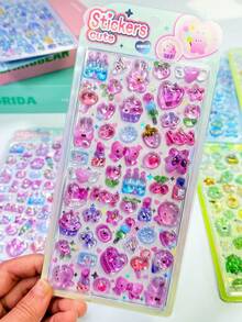 1pc 3D Embossed Sticker, Cute Cartoon Animals Like Penguin, Cat, Rabbit, Dinosaur, DIY Decorative Sticker For Scrapbooking, Notebook, Phone Case, Bag (Color May Vary Randomly)