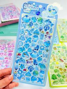 1pc 3D Embossed Sticker, Cute Cartoon Animals Like Penguin, Cat, Rabbit, Dinosaur, DIY Decorative Sticker For Scrapbooking, Notebook, Phone Case, Bag (Color May Vary Randomly)