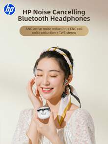 HP H23C Wireless Earbuds, Noise Cancelling Wireless Headphones, High-Definition Audio, ANC/ENC Active/Passive Noise Cancellation, Compatible With IOS And Android, Premium Gift Choice - White - View 3