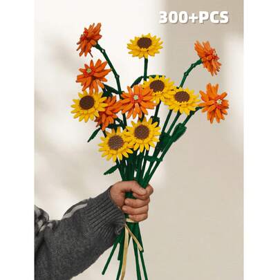 Đồ chơi tự làm bó hoa khô, bó hoa hỗn hợp hoa hướng dương và hoa cúc Gerbera, quà tặng sinh nhật, ngày lễ tình nhân, lễ hội, Giáng sinh, năm mới.