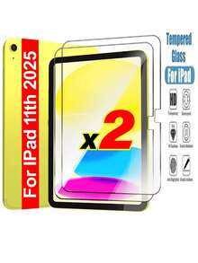 2pcs IPad Tempered Glass Screen Protector - High Definition, High Transparency, Anti-Scratch, Anti-Drop, Full Screen Coverage, Strong Anti-Fingerprint, Sensitive Touch, Compatible With IPad (Air 4, 5, 6)/(7, 8, 9, 10th Gen)/IPad 11 1A16(2025) - Clear - View 2
