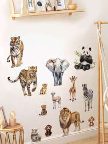 1pc Cartoon Fruit, Educational Wall Sticker Based On Real Objects, Clothing Label, Cute Mermaid, Animals, Various Animal Collection, Multi-Size PVC Self-Adhesive Removable Wall Sticker, Suitable For Children's Room, Bedroom, Living Room, Study, Dining Room, Bathroom, Home Wall Decor, Room Decoration - Multicolor - View 2