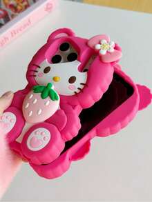 SANRIO 1个可爱时尚的3D草莓猫咪粉色蝴蝶结硅胶防水防震手机壳，兼容苹果17系列、11/12/12 Pro、13/14/15、13 Pro/14 Pro/15 Pro、12 Pro Max/13 Pro Max/14 Pro Max/15 Pro Max、16、16 Pro、16 Pro Max、17、17 Pro、17 Pro Max - 玫紅色 - 查看 4