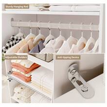 VOWNER Modular Closet System With Drawers, 24.8" Closet Organizer With Hanging Rods & Shelves, 5 Styles, Walk-In Tall Storage Cabinet Unit, Wood Wardrobe Organizer For Entry, Bedroom, Living Room - 白色 - 查看 5