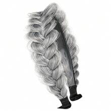 TOECWEGR Braided Headband WithTooth Wide Braid Messy Hair Hoop WomenFashion Hair Accessories (Silver Grey) - Abu-abu Perak - View 2