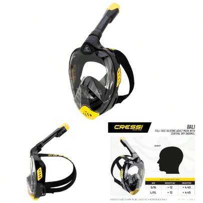 Adult Snorkeling Full Face - Wide View, Anti - Fog System - Easy Breathing: Safety First - Bali: Designed In Italy