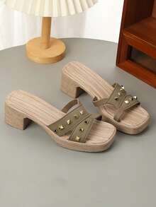 Summer New Fashion Versatile Comfortable Thick Heel Non-Slip Teenage Girls Sandals - Green - View 1