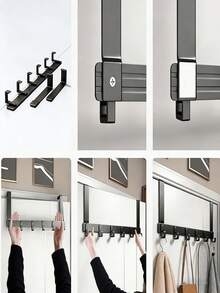 1 Stück Kleiderbügel-Ständer aus Aluminiumlegierung, ohne Bohren, modischer Stil, Kleideraufbewahrungsständer, Tür-Hängeständer für den Eingangsbereich, wandmontierter Kleiderhaken - Verschiedenfarbig - Übersicht 5