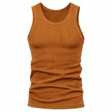 Basic American Ribbed Tank Top - สีอูฐ - ดู 2