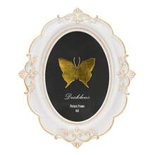 Vintage Picture Frame, 4x6 Oval Antique Photo Frame With Real Glass Front, Luxury Table Wall Haning Photo Display Home Decor, Gift Ideas, White Flower - A-白花 - 查看 1