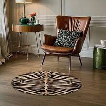 1 Peça Tapete Redondo Estampa de Onça, Capacho, Tapete Pequeno, Carpete, Decoração Doméstica, Tapete de Área, Tapete Externo, Tapete de Quarto, Carpete Lavável - Multicolorido - Visão 3