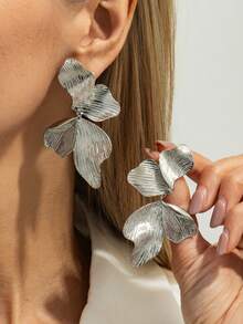 2pcs/Set Bohemian Geometric Irregular Petal Earrings, Elegant Luxury Daily Casual Wear, Party, Wedding, Holiday, Women's Birthday Festival Versatile Charm Jewelry Gift - Earring - View 4