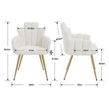 WAHSON OFFICE CHAIRS 2PCS Wahson Dining Chair, Velvet Dining Chair, Modern Living Room Chair With Armrest And Gold Leg, Kitchen Chair For Restaurant And Dining Room - White - View 4