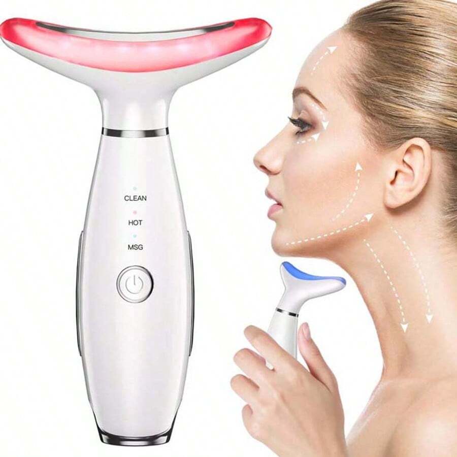 3-In-1 Red Light Neck & Face Massager, Facial Beauty Device, Facial Shaping Tool For Home Skin Care