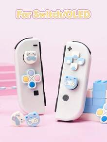 GeekShare Cute Game Cat ABXY Button Caps And Directional Cross Keys Covers Compatible With Nintendo Switch 2017/OLED Joy-Con - Multicolor - View 2