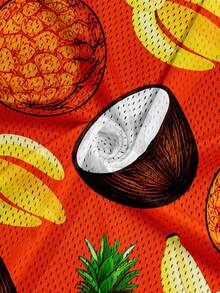 Men's Summer Vacation Breathable Mesh Double Layer Fruit Print Drawstring Waist Beach Shorts - Multicolor - View 5