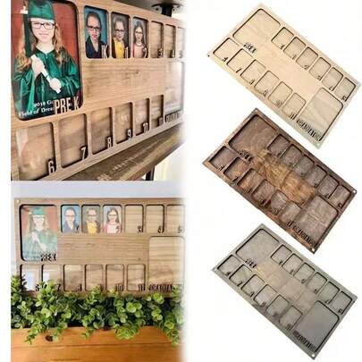 K-12 School Year Photo Frame, Perfect Graduation Memento, Wooden School Year Frame Suitable For Graduation Gifts And Party Decorations