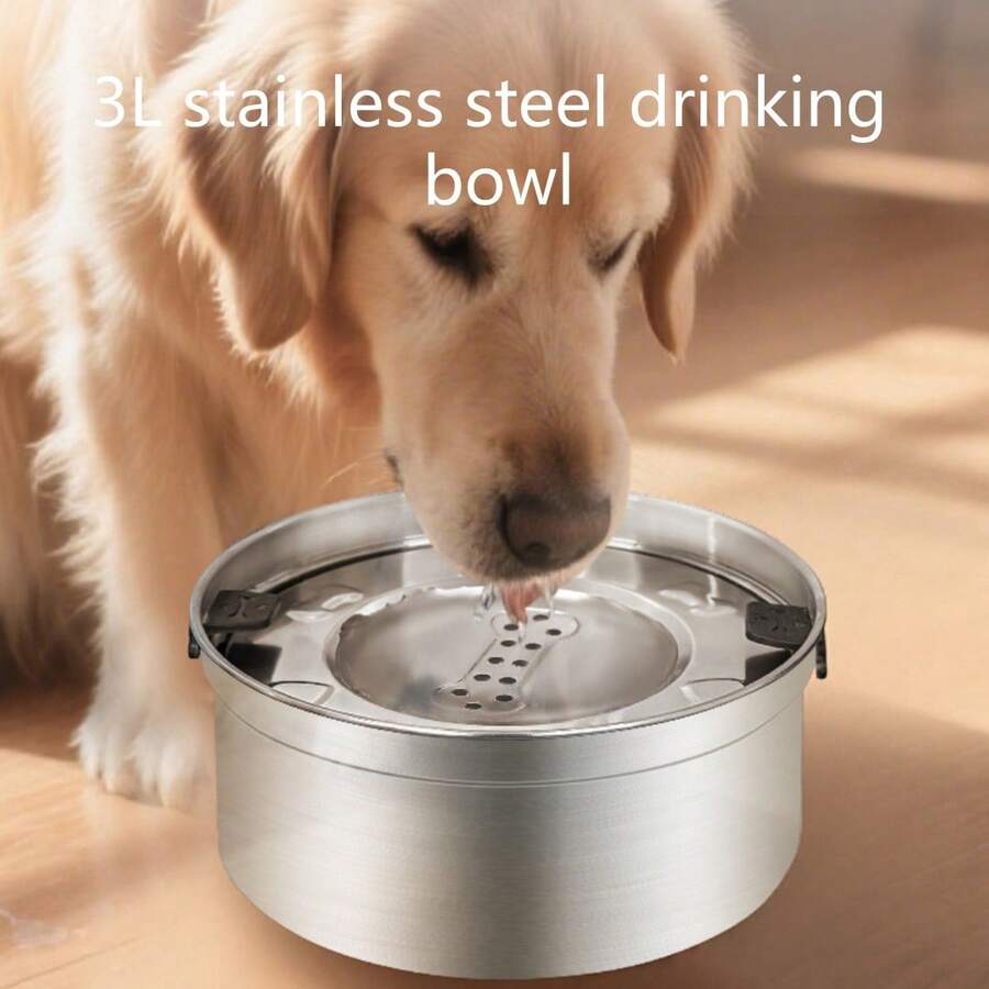 3.2L/108 Ounces Large Capacity Dog Water Bowl Stainless Steel Spill Proof Dog Bowl Slow Drinking Dog Water Dispenser - 3.2L - View 1