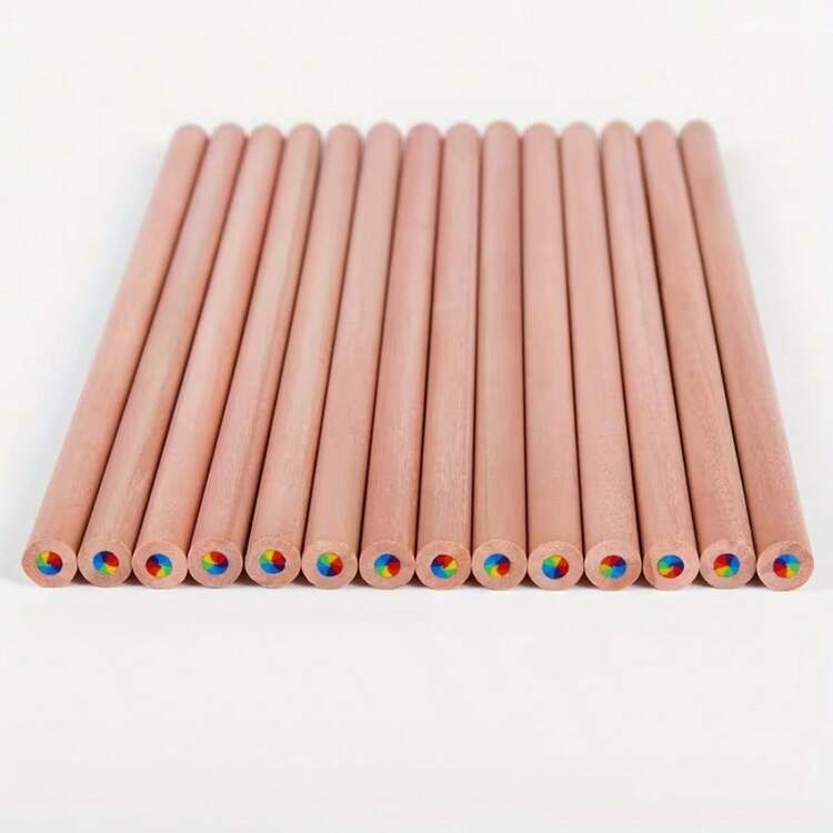 24支装7色木质彩色铅笔，3.3毫米笔芯，彩虹色，上色顺滑，材质优良，适合学生绘画、创意涂鸦、DIY手工、艺术创作。 - 原木七色同芯色鉛筆 - 查看 8