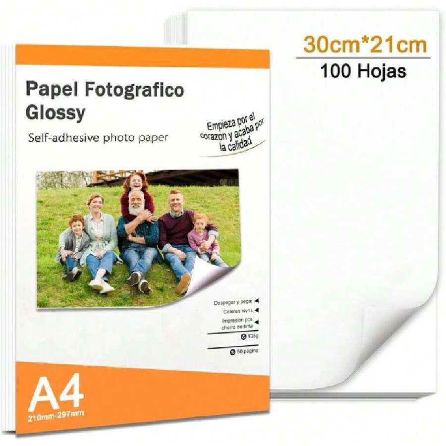 Papel Fotográfico Glossy Autoadhesivo de 21cm*30cm, Calcomanía Brillante para Impresora de Inyección de Tinta,38967946 - Multicolor - Ver 1