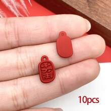 10/15pcs Enamel Chinese Knot New Year Lucky Blessing Tassels Charm Red Alloy Festive Pendant For DIY Jewelry Crafts Accessories Finding