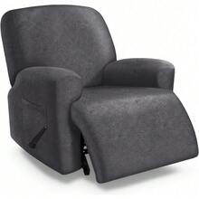 Trugenix-Recliner Sofa Covers - Leather Like Recliner Sofa Covers 3 Seater Recliner Couch Covers For 3 Cushion Couch 8 Pieces Washable Stretch Reclining Sofa Slipcovers (Brown)-GP - 01-深灰色 - 查看 1