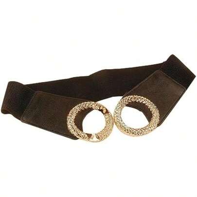 GeorgeX Cinturón Ancho de Cintura para Mujer, de Vestir en Piel Sintética PU(BLACK-2)