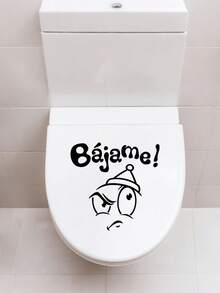 1pc Bajame Funny Expression Toilet Sticker - Add A Humorous Touch To Your Bathroom With This Unique Toilet Lid And Wall Sticker, Bringing A Fun And Quirky Feel! - Fine - View 4