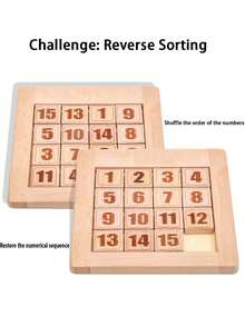 Juego de rompecabezas numérico deslizante de madera, juguete educativo para desarrollar el reconocimiento numérico y las habilidades cognitivas para niños y niñas, adecuado para regalos de fiesta, intercambios con amigos y actividades grupales - Caqui - Ver 6