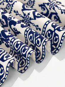 Women's Spring/Summer New A-Line Maxi Dress – Long-Sleeve, Loose Fit, Lantern Sleeves, Tie-Dye Print Neckline, Perfect For New Year, Holidays, Vacation & Daily Wear