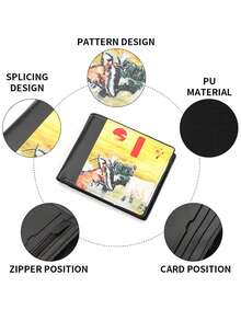 1pc Multi-Functional Personalized Graffiti Design PU Leather Wallet Card Bag, Great Gift For Young Boys On Valentine's Day - Multicolor - View 2