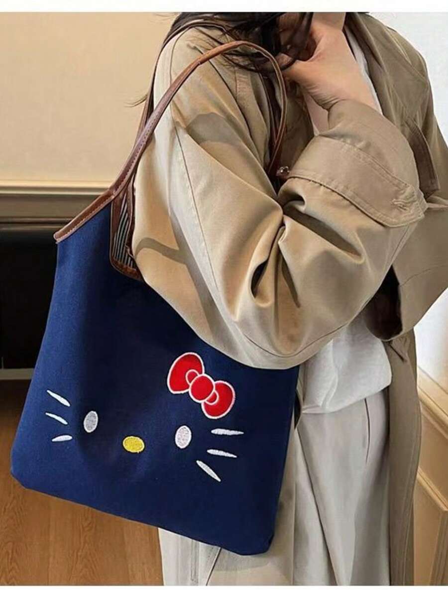 Bolsa de Mão Fashion Fofa da Hello Kitty da Sanrio - Bolsa Bordada Kawaii Mãe e Filha para Mulheres, Bolsa de Ombro Transversal Versátil de Alta Estética com Tecido Premium Durável. Design Leve e Portátil, Perfeito para Uso Diário, Compras, Passeios em Família e Viagens Casuais, Detalhe de Bordado Requintado com Clima Doce e Feminino, Estilo Combinável com Vários Looks, Acessório Kawaii Estiloso Ideal para Fãs da Sanrio. - Multicolorido - Visão 1