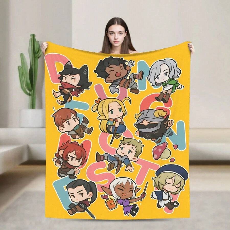 Dungeon Meshi Anime Marcille Laios  Blanket Quality Warm Soft  Throw Blanket Autumn S Outdoor Funny Bedspread(6).Jpg - trắng - Xem 1