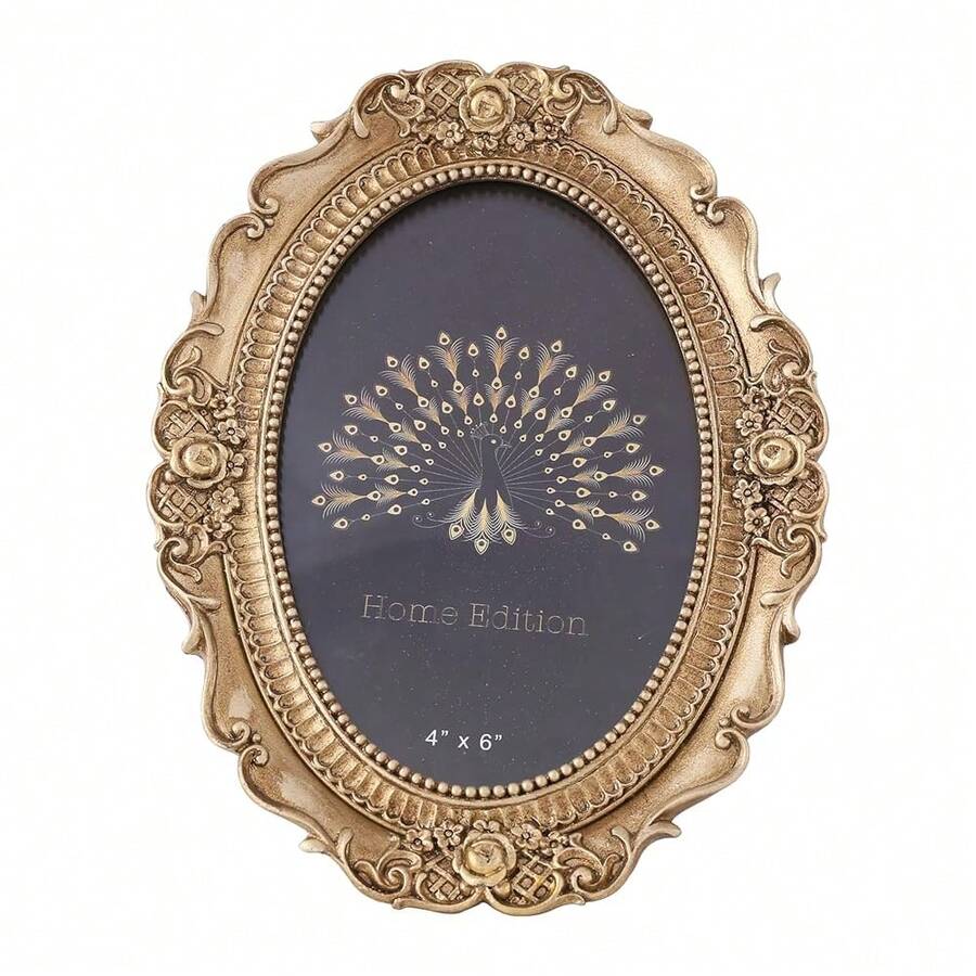 Vintage Picture Frame, White Antique Ornate Picture Frame, Victorian Retro Decorative Photo Frames For Tabletop & Wall, Baroque Home Decor Frames (Dark Gold Rose 4x6) - B-DarkGoldRpse - 查看 1