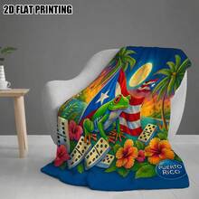 Puerto Rican Themed Flannel Blanket - Vibrant Cultural Prints With Flags, Symbols & Puerto Rico Text - Soft Warm Travel Digital Print,Suitable For All Seasons,      Washable And Machine-Washable, Lightweight, Breathable, Comfortable, Warm,  Unique, 280gsm For Him And Her, Perfect For Naps, Camping, Travel, Family, Daily Life, Office Decoration, Birthday Anniversaries, Valentine's Day, Thanksgiving, Christmas, Halloween, Mother's Day, Father's Day, Wedding,   New Year Gifts Provide Personalized Ideal Gifts For Her, Him, Family Members, Boyfriends,  Girlfriends, Fathers, Family Members, Mothers, Lovers,   Daughters, Sons,   Grandfathers, Grandmothers,     Friends, Classmates And Pets.     Sofa,Bed,Car,Bedroom,Living Room,Office,  Outdoor Camping, Beach,Wall Decoration - Nhiều màu 11 - Xem 2