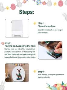 1张复活节兔子马桶贴纸，复活节马桶座圈和水箱盖装饰贴纸，浴室浴缸贴纸，卫生间门贴纸，冰箱门/窗/展示柜/汽车贴纸，复活节兔子墙贴，复活节快乐装饰，复活节派对背景装饰，春季家居装饰品，卧室和客厅装饰，房间墙面装饰，家居装饰，个性化贴纸 - 復活節兔子 - 查看 12