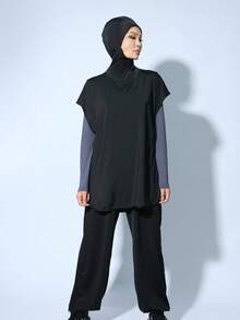 1pc Instant Wear Sports Headband, Casual Elongated Design, Breathable Quick-Dry Muslim Headscarf - Multicolor - View 4