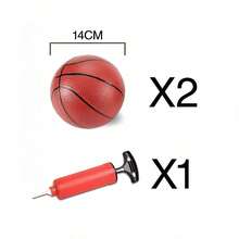 Grevosea 2pcs Kids Basketball Beach Bouncy Ball, Small Size Inflatable Ball, High Quality With Pump And Needles, Suitable For Indoor & Outdoor, Pool Party (5.5 Inch)