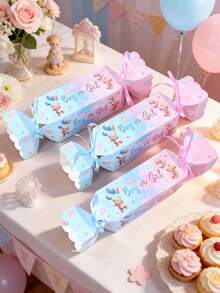 6 piezas Cajas de regalo para fiesta de revelación de género con diseño de osos pequeños en rosa y azul, cajas de dulces con patrón de osos para fiesta de revelación de género, regalos para fiesta de 1er cumpleaños, recuerdos para baby shower, cajas para snacks, suministros para fiesta de revelación de género niño o niña, embalaje para regalos de hornear, cajas para alimentos, decoraciones para fiesta de cumpleaños, decoración para revelación de género, decoraciones para baby shower, regalos para revelación de género, decoración de mesa para fiesta de recién nacido - Oso de peluche azul y rosa - Ver 3